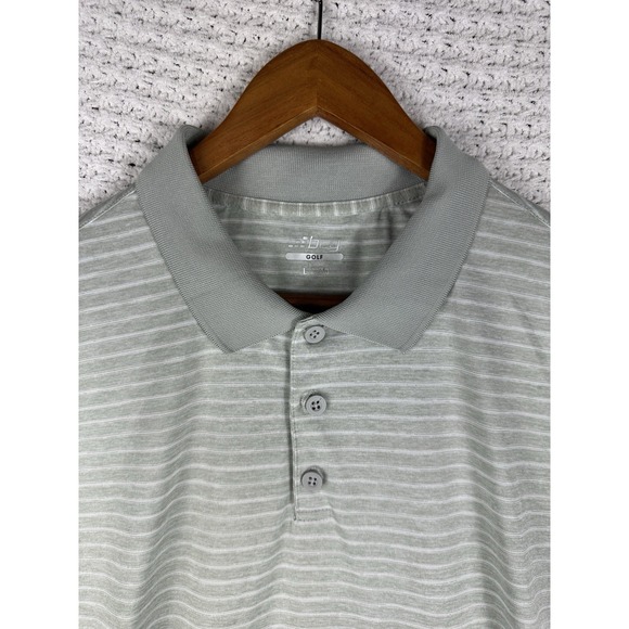 bcg Other - BCG Golf Polo Shirt Mens Large Gray White Striped Performance Stretch